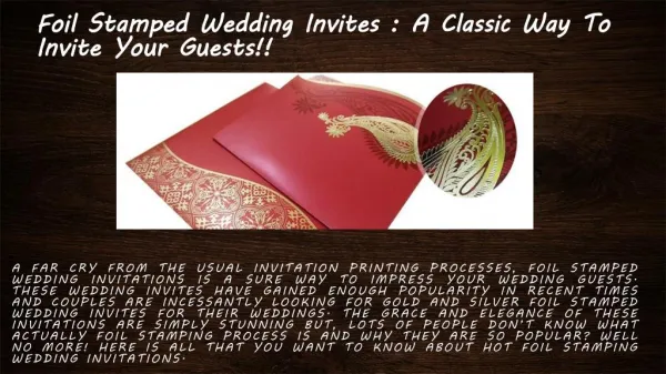 Foil Stamped Wedding Invites: A Classic Way To Invite Your Guests!! - A2zWeddingCards