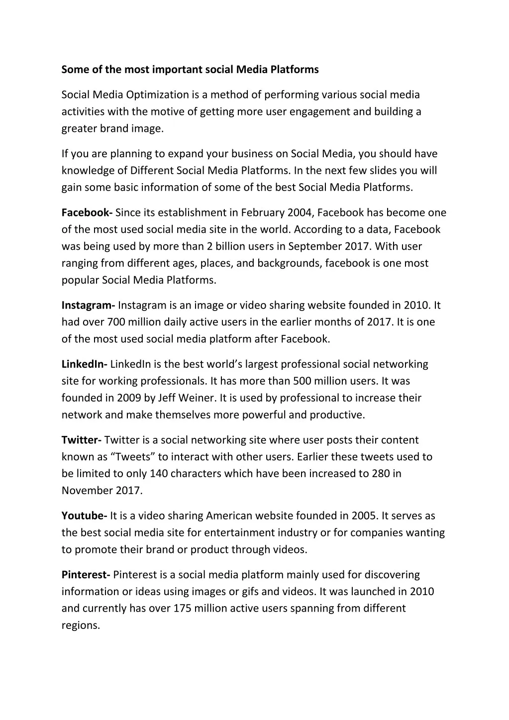 some of the most important social media platforms