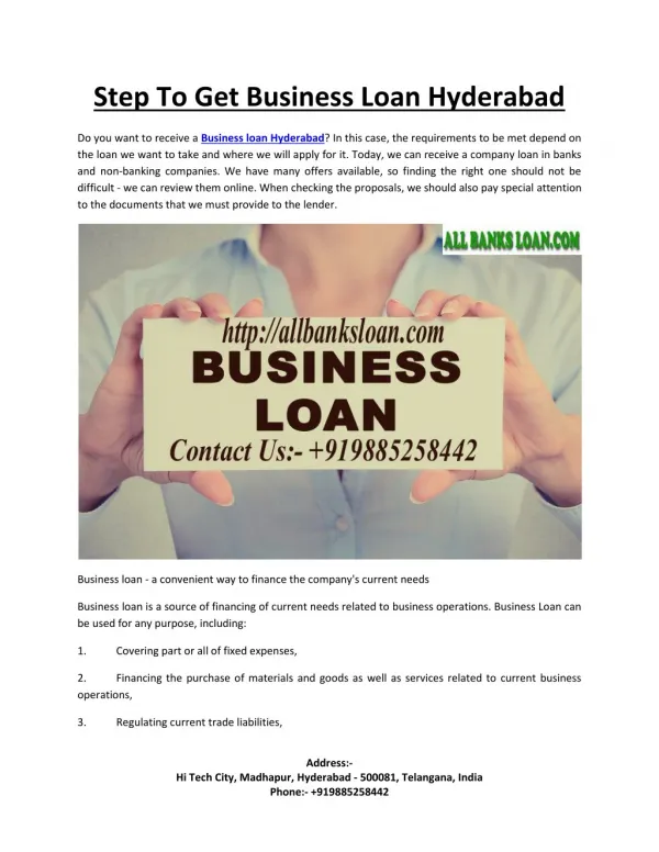 Step To Get Business Loan Hyderabad