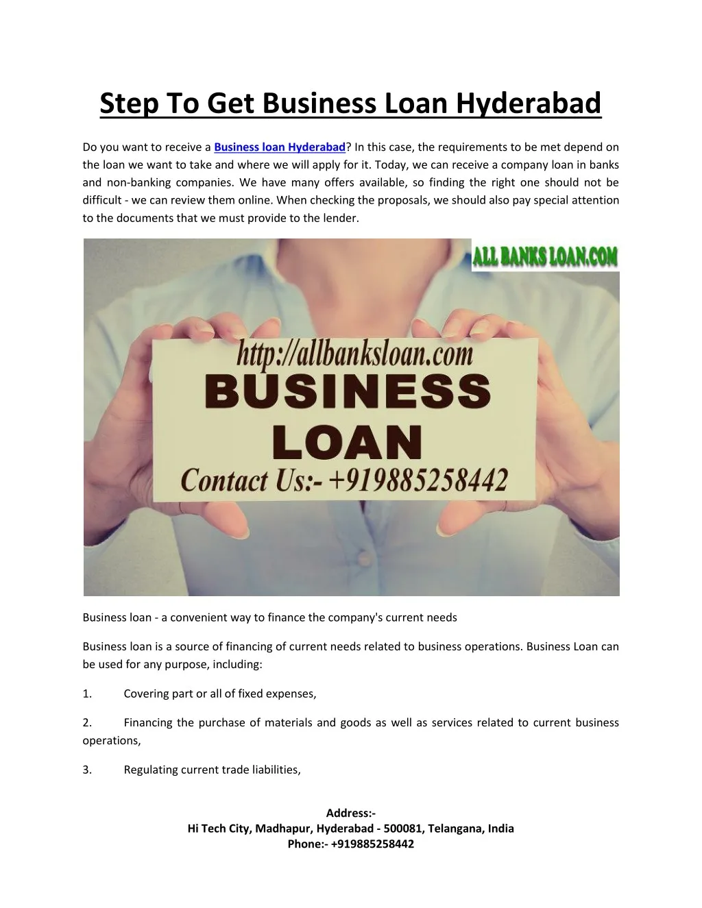 step to get business loan hyderabad