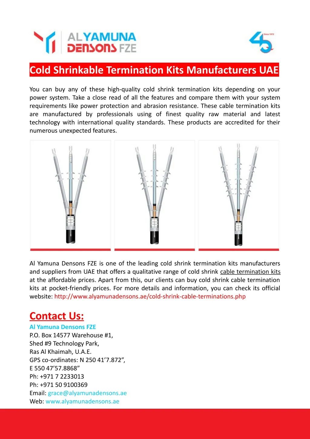 cold shrinkable termination kits manufacturers uae