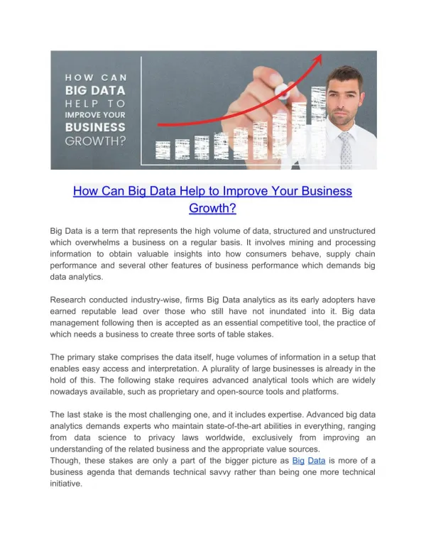 How Can Big Data Help to Improve Your Business Growth?