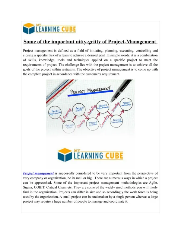 Project Management Training and Certification MyLearningCube