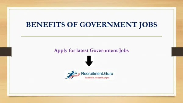 BENEFITS OF GOVERNMENT JOBS