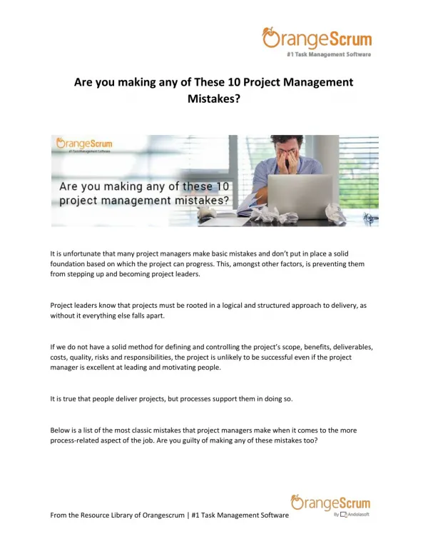 Are you Making Any of These 10 Project Management Mistakes