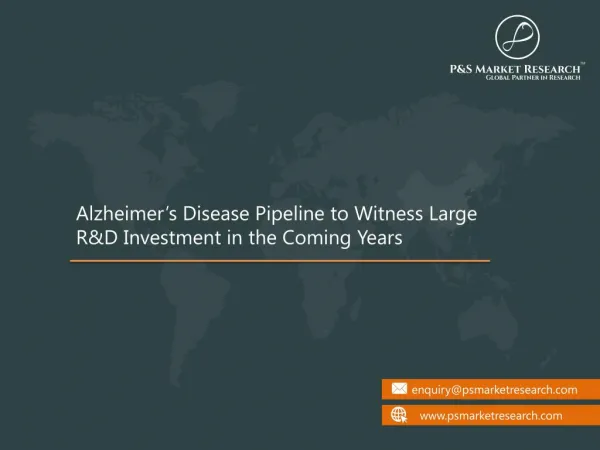 Alzheimer’s Disease Pipeline Analysis -Clinical Trials Review, Pipeline Products by Stage of Development & Market anal