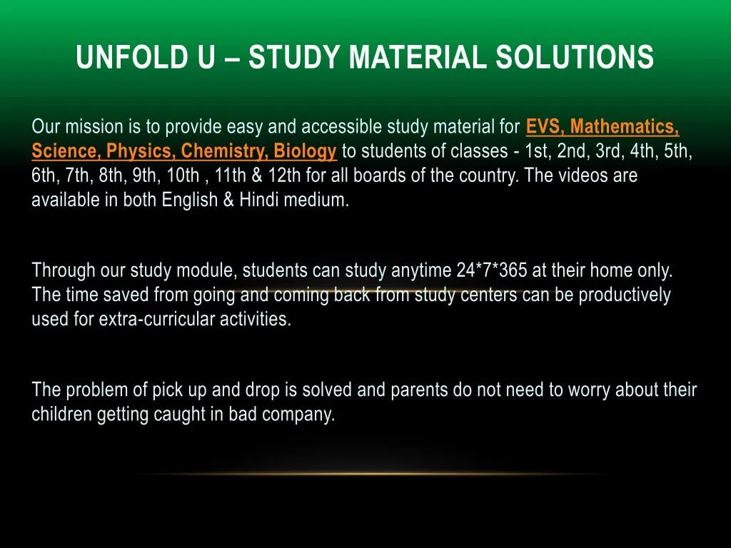 unfold u study material solutions