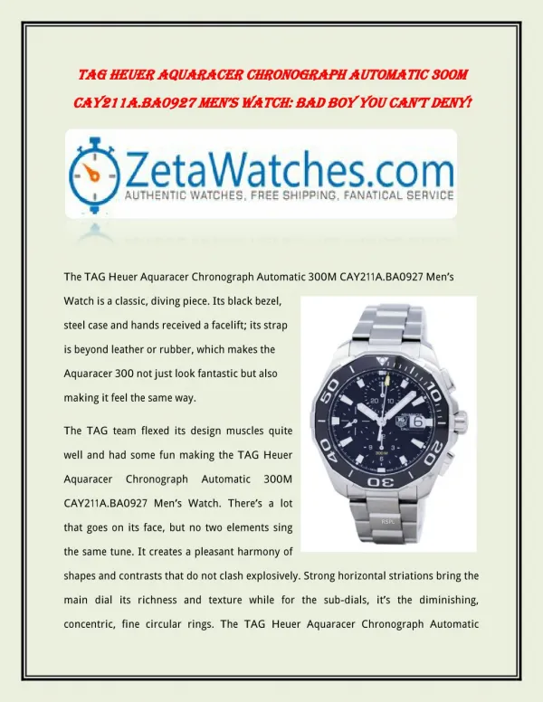 TAG Heuer Aquaracer Chronograph Automatic 300M CAY211A.BA0927 Men’s Watch
