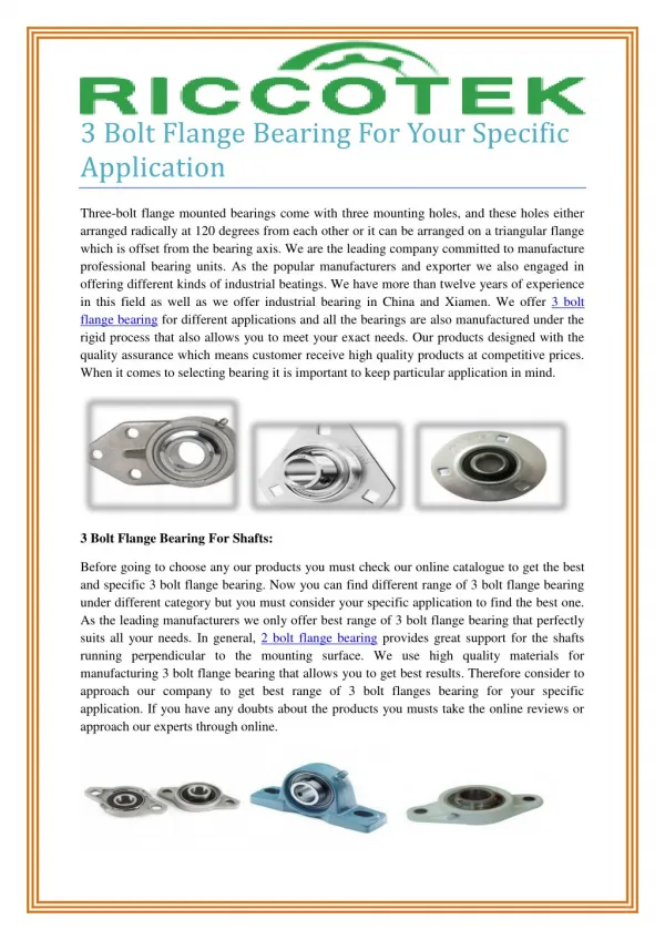 3 Bolt Flange Bearing For Your Specific Application