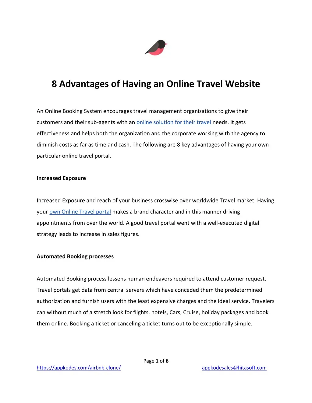 8 advantages of having an online travel website