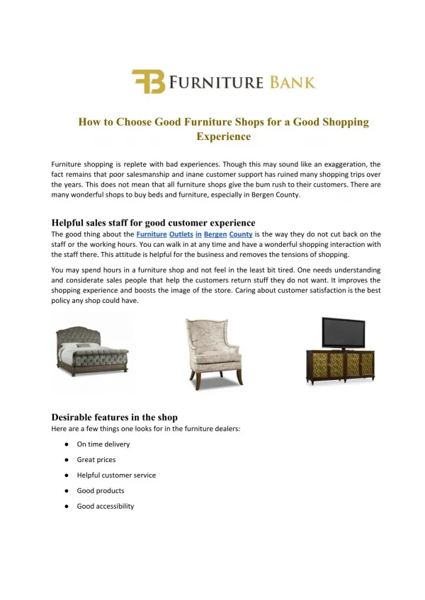 How to Choose Good Furniture Shops for a Good Shopping Experience - furniturebank.com