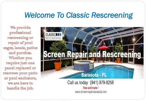 Pool Cage ReScreen Sarasota-FL