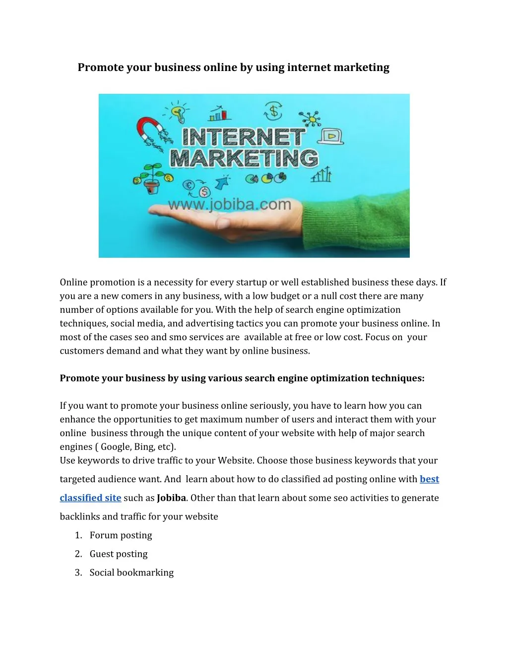 promote your business online by using internet