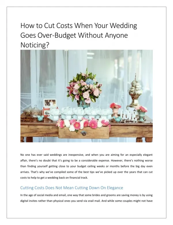 How to Cut Costs When Your Wedding Goes Over-Budget Without Anyone Noticing