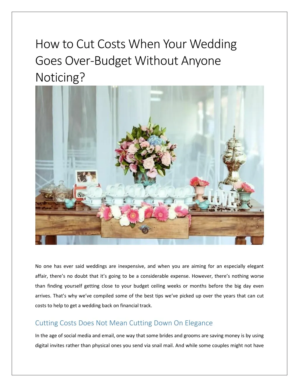 ho to cut costs when your wedding goes