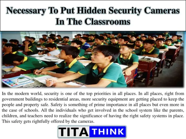 Necessary To Put Hidden Security Cameras In The Classrooms