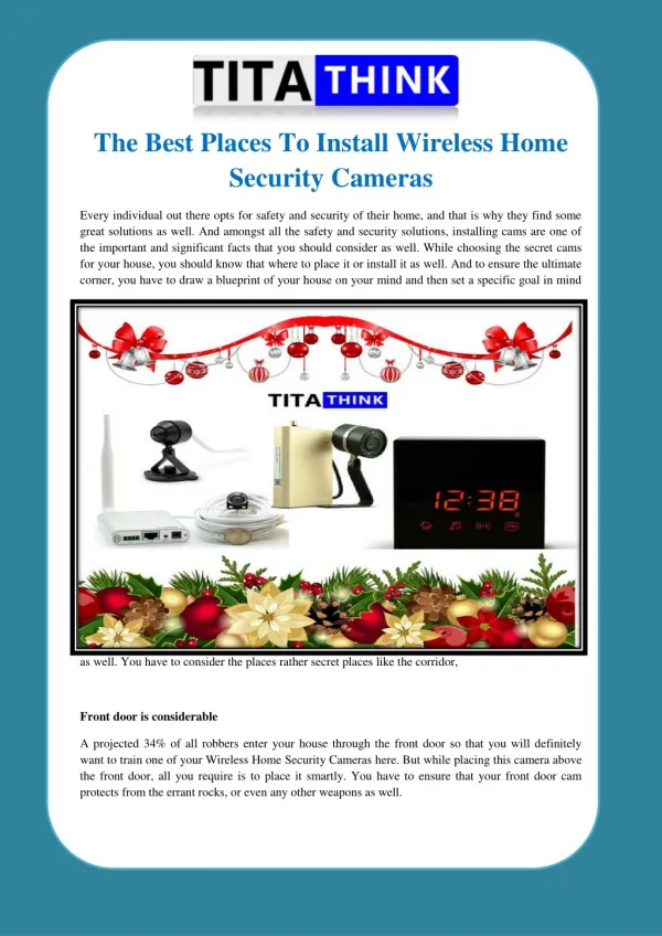 The Best Places To Install Wireless Home Security Cameras