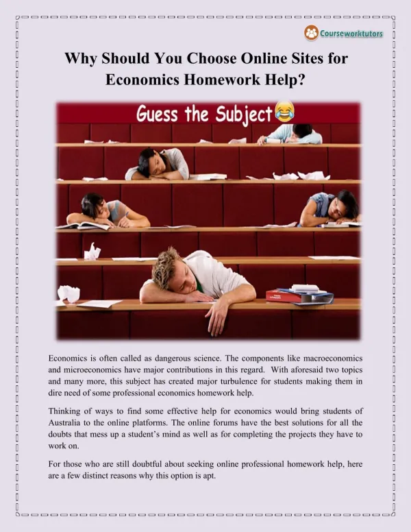 Why Should You Choose Online Sites for Economics Homework Help?