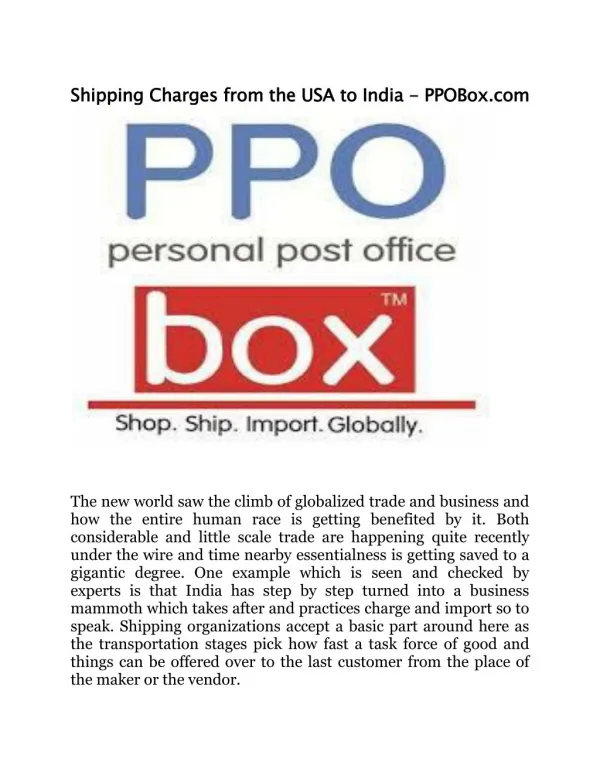 Shipping Charges from the USA to India - PPOBox.com