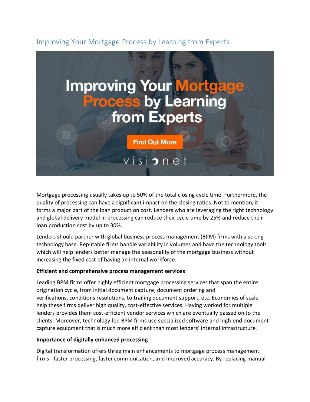 improving your mortgage process by learning from