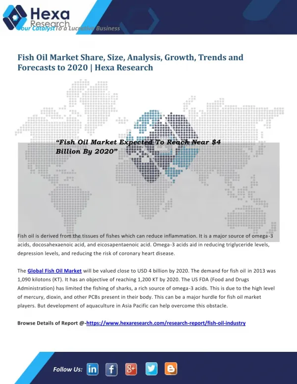 Fish Oil Industry Research, Growth and Forecast Report