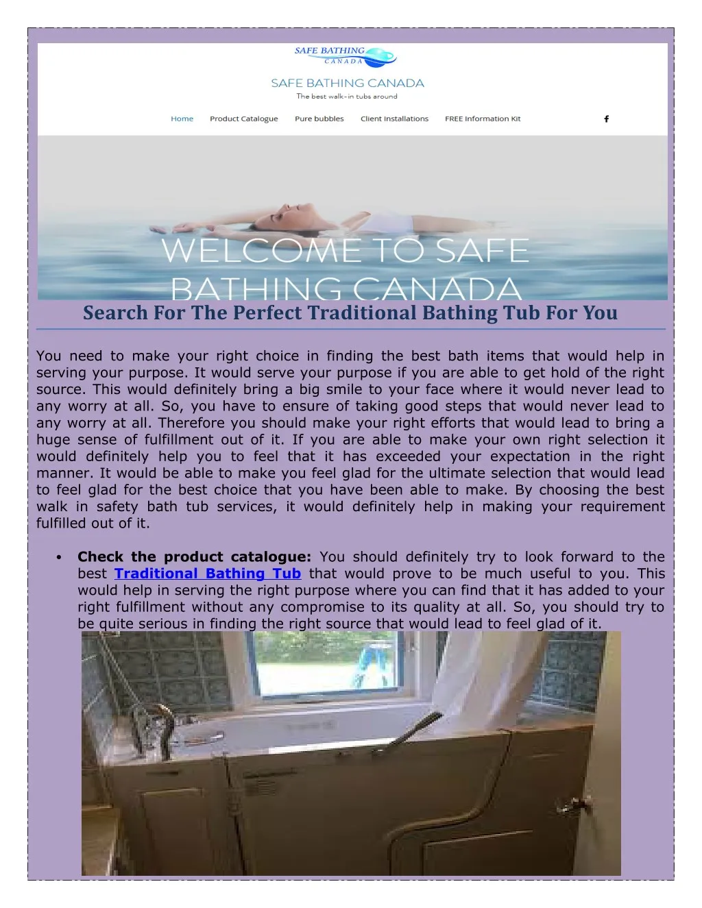 search for the perfect traditional bathing