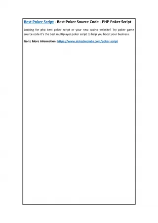 Best Poker Script - Best Poker Source Code - PHP Poker Script - slide 1