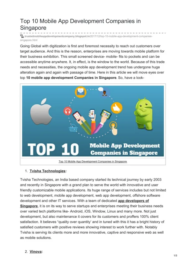 Top 10 Mobile App Development Companies in Singapore