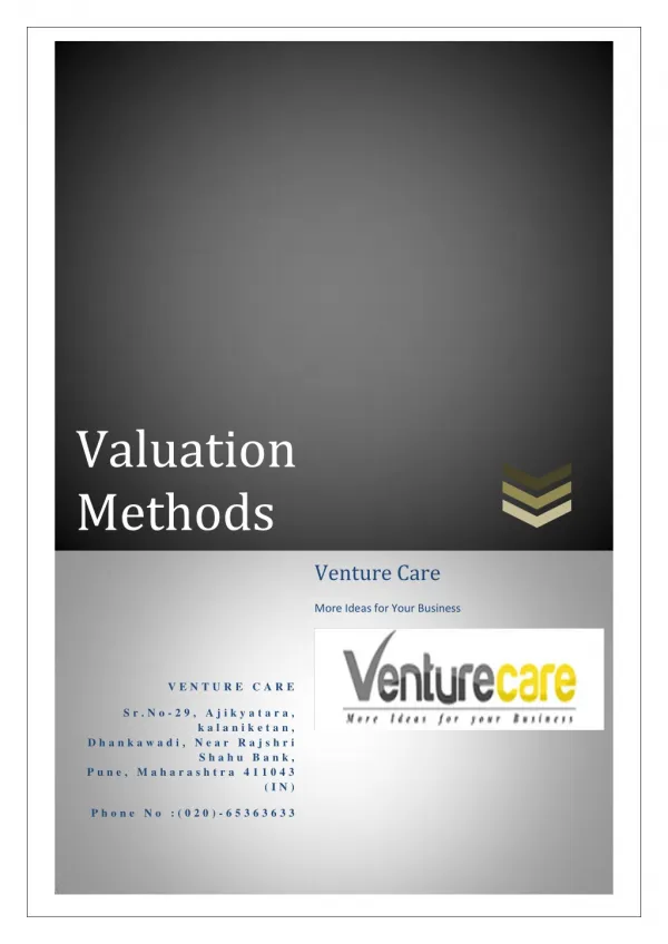 Valuation Methods | Know your company worth- Venture Care