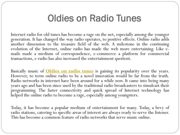 Oldies on radio tunes