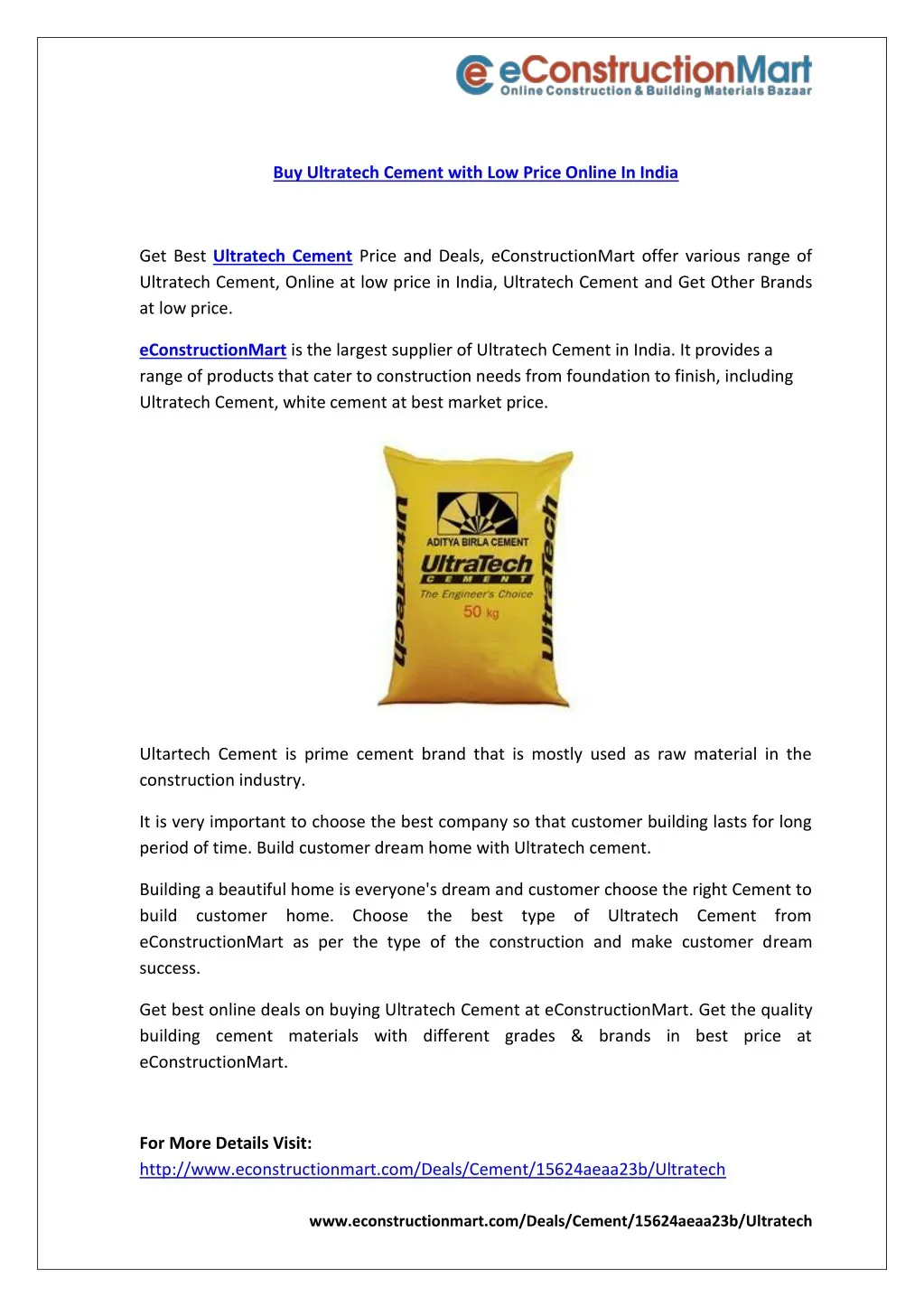 buy ultratech cement with low price online