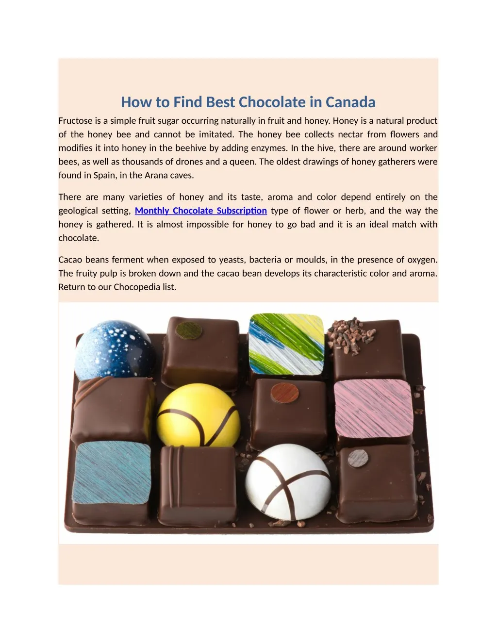 how to find best chocolate in canada