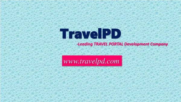 Travel Portal Development Company - TravelPD