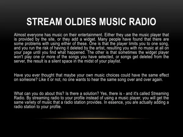 Stream oldies music radio