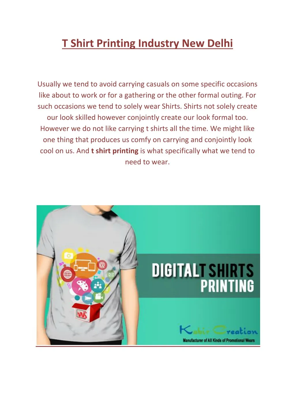 t shirt printing industry new delhi
