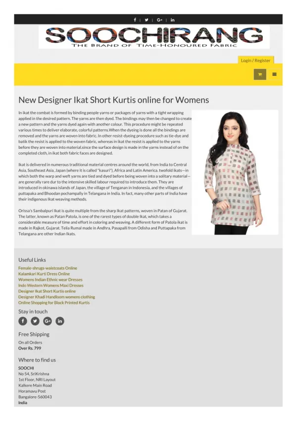 New Designer Ikat Short Kurtis online for Womens