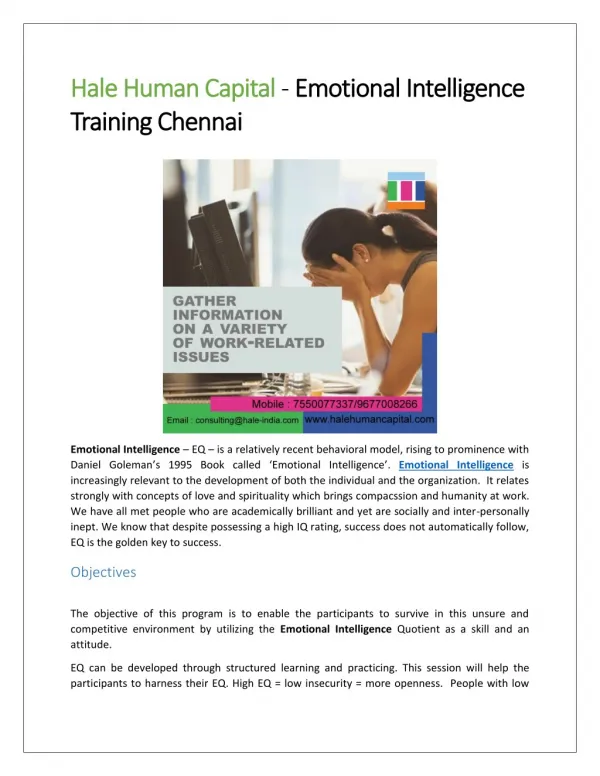 Hale Human Capital - EQTest- Training Chennai