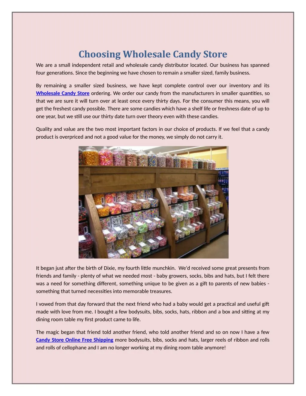 choosing wholesale candy store