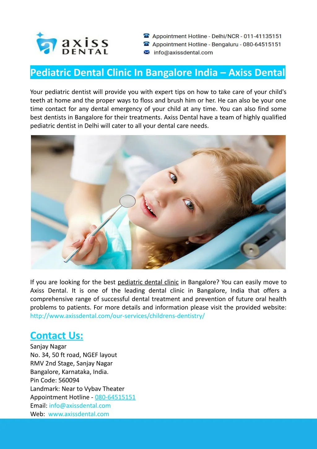 pediatric dental clinic in bangalore india axiss
