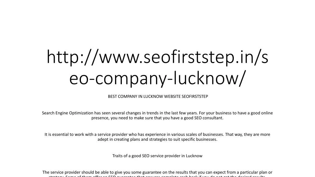 http www seofirststep in seo company lucknow