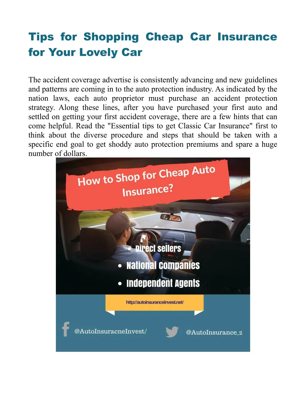 tips for shopping cheap car insurance for your