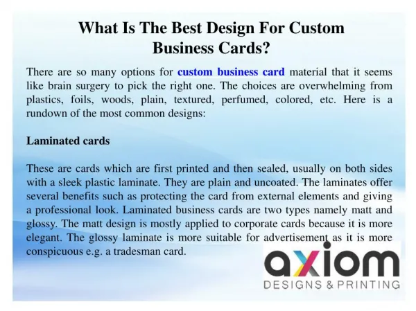 What Is The Best Design For Custom Business Cards?