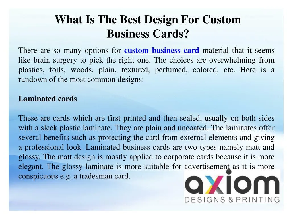 what is the best design for custom business cards