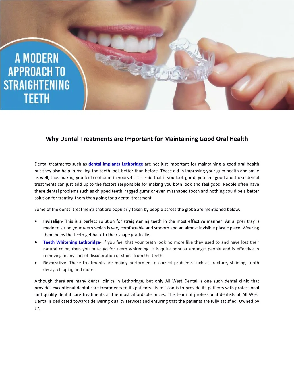 why dental treatments are important