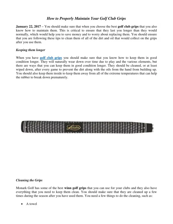 How to Properly Maintain Your Golf Club Grips