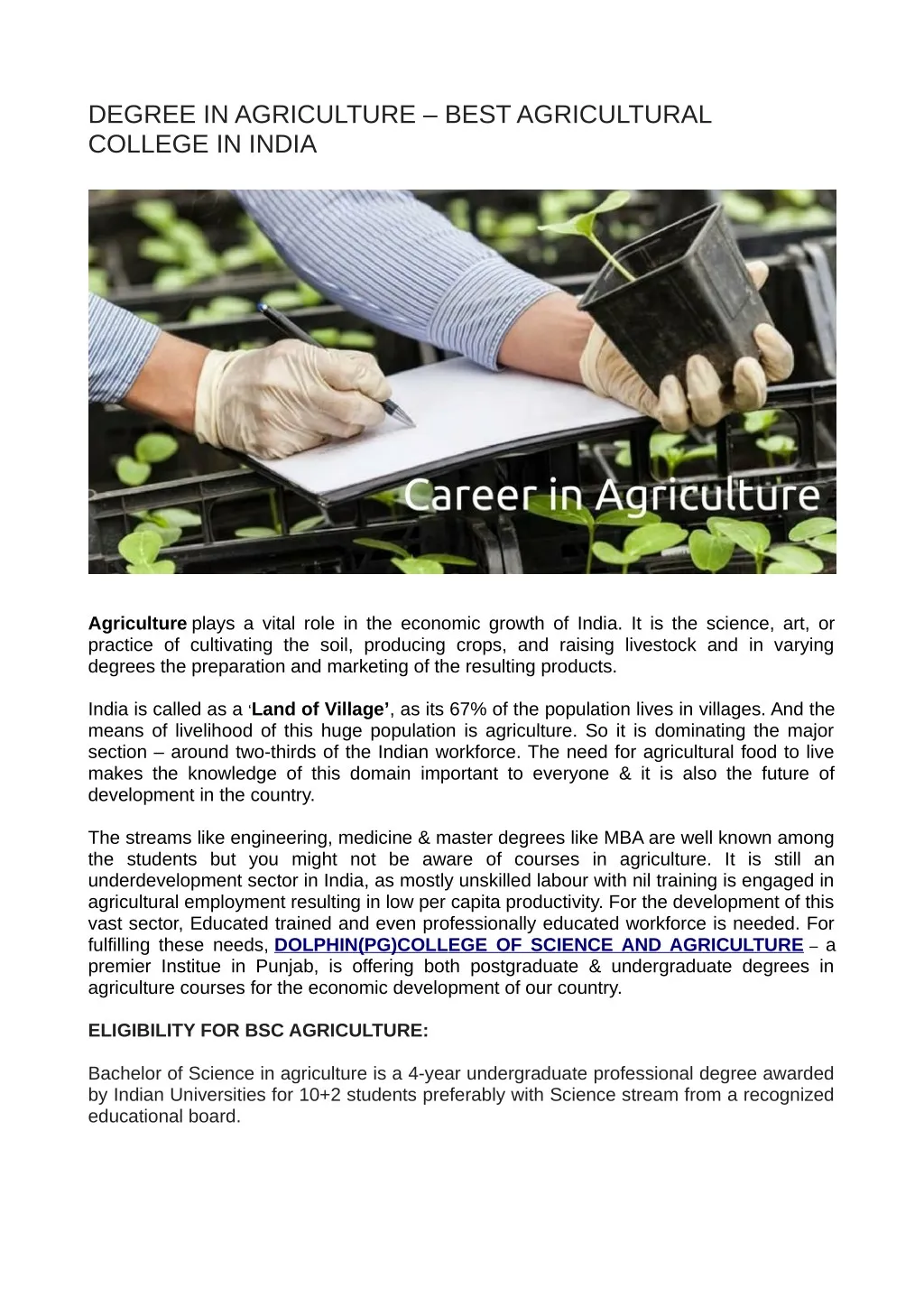degree in agriculture best agricultural college