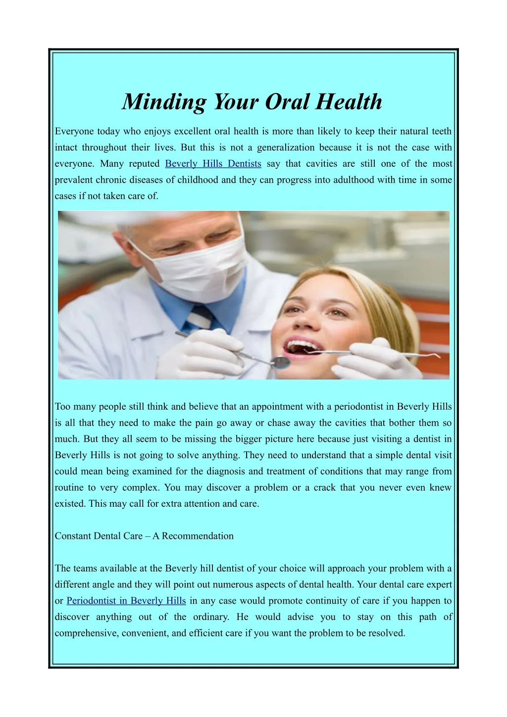 minding your oral health