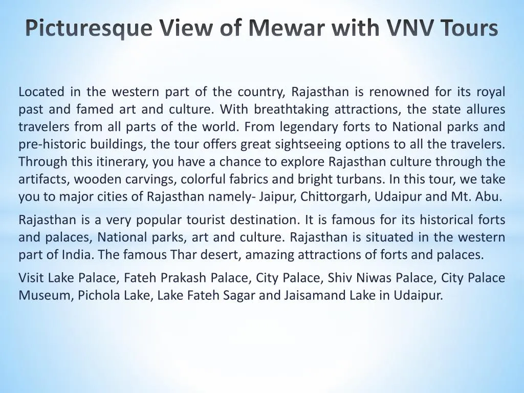 picturesque view of mewar with vnv tours