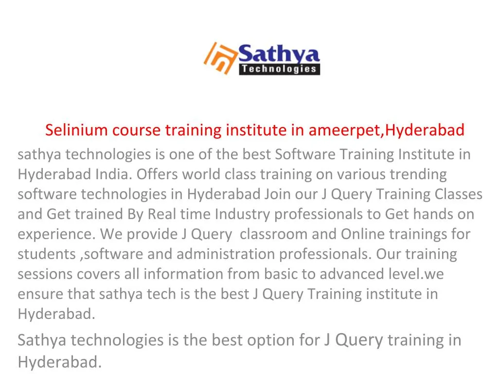 selinium course training institute in ameerpet