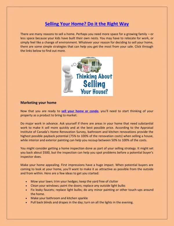 Selling Your Home? Do it the Right Way